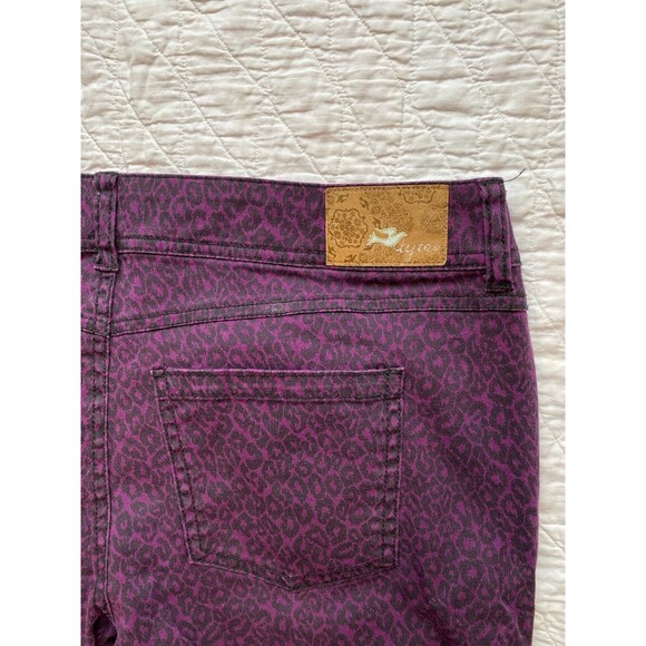 Styte Dark Purple Cheetah Pants Junior Size 13 Have Stretch Stylish Unique - Picture 3 of 10